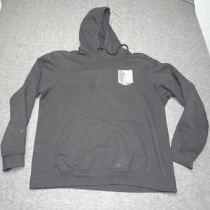 Attack On Titan Hoodie Mens Large Black Graphic Pullover Casual Anime Streetwear